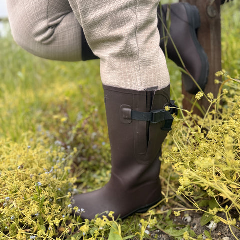 Extra Wide Calf Brown Wellies with Rear Gusset - Wide Foot & Ankle - Fit 40-50cm Calf - Jileon Wellies