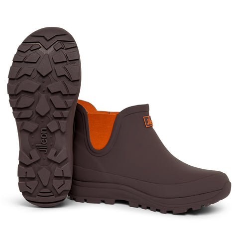 Ankle Performance Wellies - Chocolate and Orange Trim - Easy to Slip On