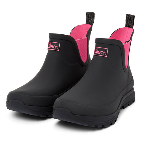 Ankle Performance Wellies - Black Pink Trim - Easy to Slip On