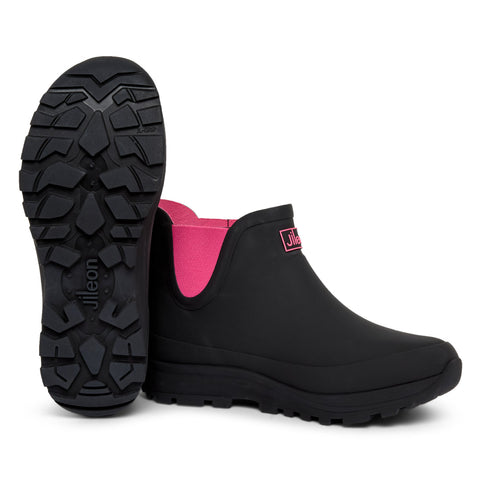 Ankle Performance Wellies - Black Pink Trim - Easy to Slip On