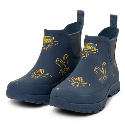 Ankle Performance Wellies - Navy with Bumble Bees - Easy to Slip On