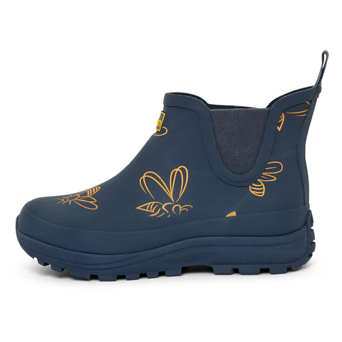 Ankle Performance Wellies - Navy with Bumble Bees - Easy to Slip On