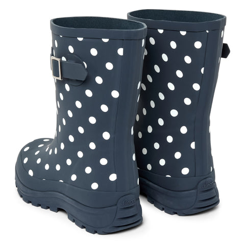 Half Height Navy Spot Performance Wellies - Wide Foot & Ankle