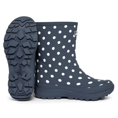 Half Height Navy Spot Performance Wellies - Wide Foot & Ankle