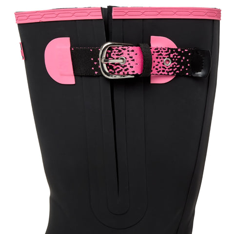 Extra Wide Calf Performance Wellies - Black & Pink - Wide Foot & Ankle - Fit 40-57cm Calf