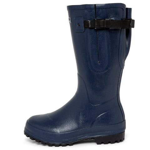 Extra Wide Calf Hard Wearing Navy Blue Wellies - Regular Fit in Foot and Ankle - up to 50cm Calf