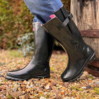 NEW - Wide Calf Wellies - Black Glossy - Regular Fit in Foot and Ankle - 37 to 49cm Calf - Jileon Wellies