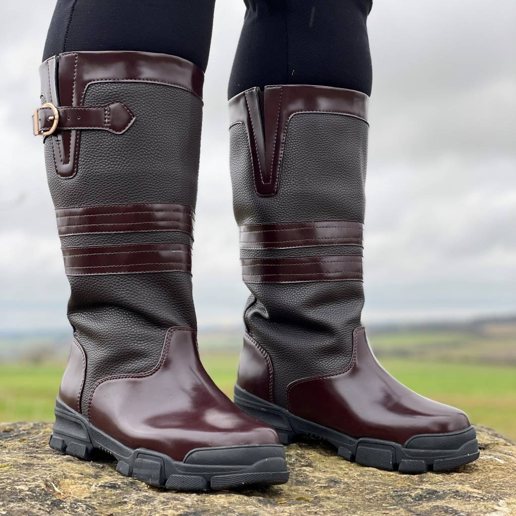Womens Extra Wide Calf Brown Country Boots