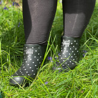 Ankle Wellies - Black and White Spot - Wide Foot - Jileon Wellies