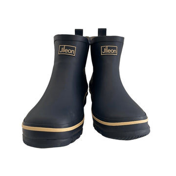 Ankle Wellies - Navy Blue with Cream Trim - Wide Foot - Jileon Wellies