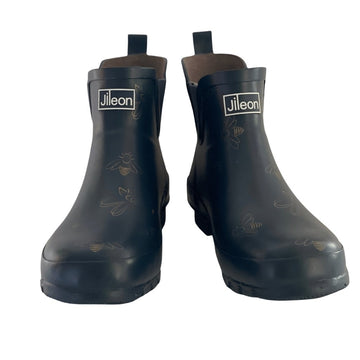 Ankle Wellies - Navy with Bumble Bees - Wide Foot - Jileon Wellies