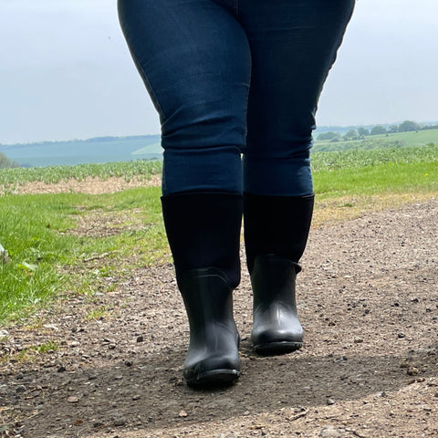 Extra Wide Calf Black Neoprene Wellies - Wide in Foot and Ankle - Fit 40-50cm Calf - Jileon Wellies