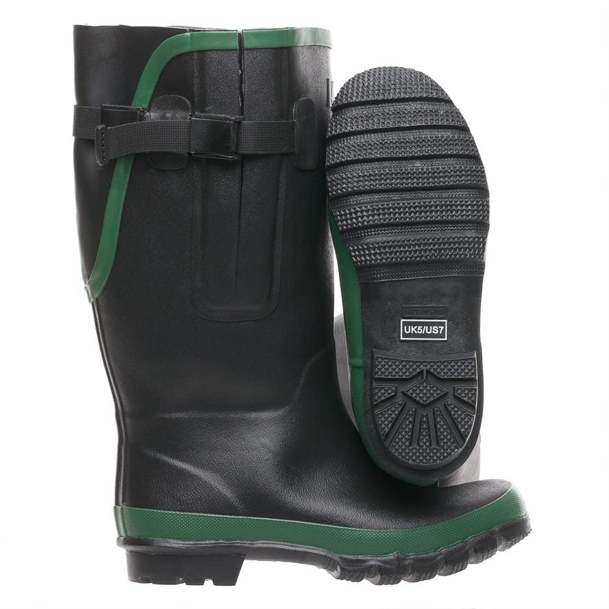 Extra Wide Calf Black Wellies with Rear Gusset Wide Foot Ankle F Jileon Wellies