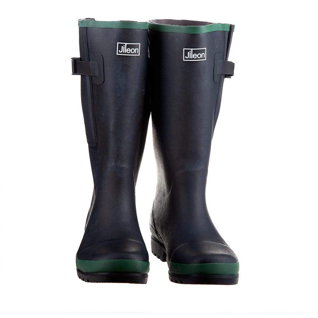 Extra Wide Calf Black Wellies with Rear Gusset - Wide Foot & Ankle - Fit 40-50cm Calf - Jileon Wellies