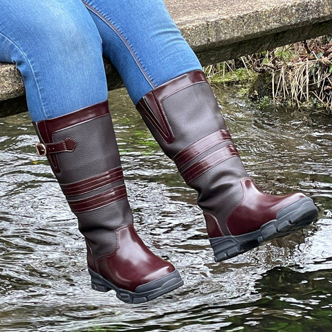 Extra Wide Calf Brown Country Boots - Wide in Foot and Ankle - Fit 40-50cm Calf - Jileon Wellies