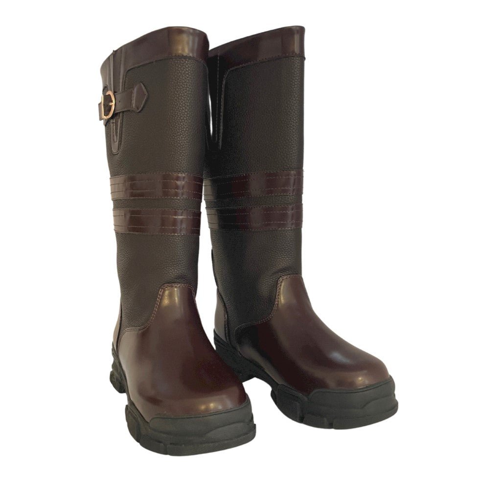 Extra Wide Calf Brown Country Boots - Wide in Foot and Ankle - Fit 40-50cm Calf - Jileon Wellies