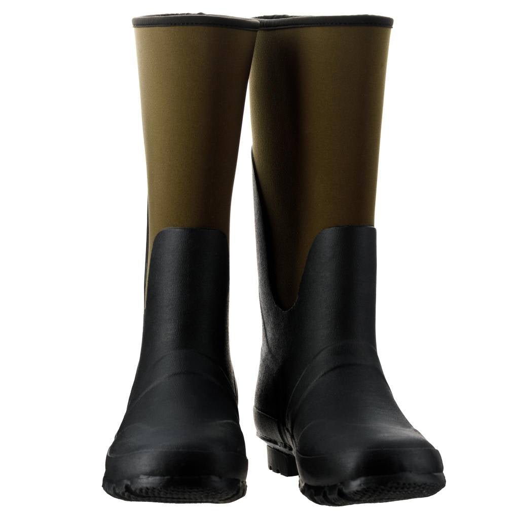 Extra Wide Calf Green Neoprene Wellies - Wide in Foot and Ankle - Fit 40-50cm Calf - Jileon Wellies