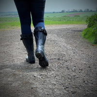 Extra Wide Calf Hard Wearing Navy Blue Wellies - Regular Fit in Foot and Ankle - up to 50cm Calf - Jileon Wellies