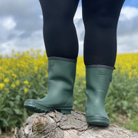 Half Height Dark Green Wellies - Wide Foot & Ankle - Jileon Wellies