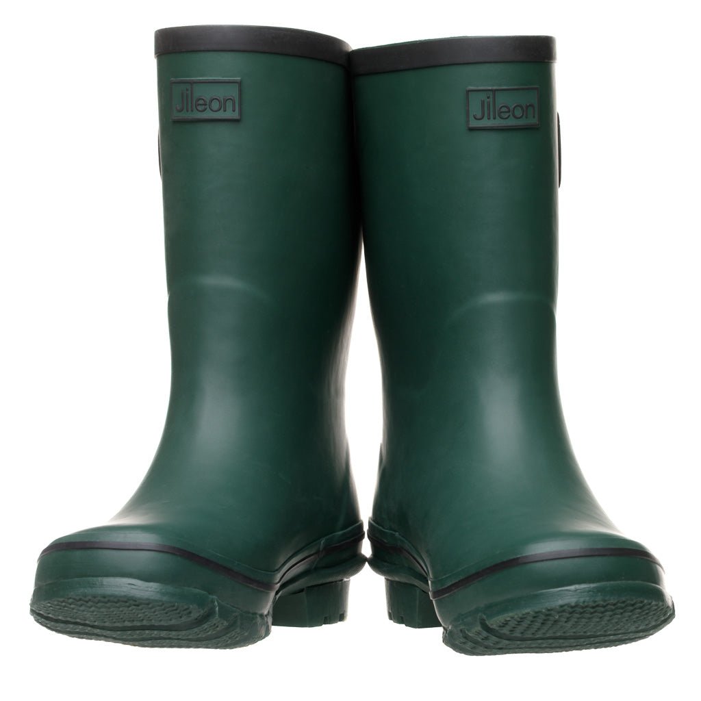 Half Height Dark Green Wellies - Wide Foot & Ankle - Jileon Wellies