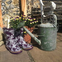 Half Height Purple Butterfly Wellies - Wide Foot and Ankle - Jileon Wellies