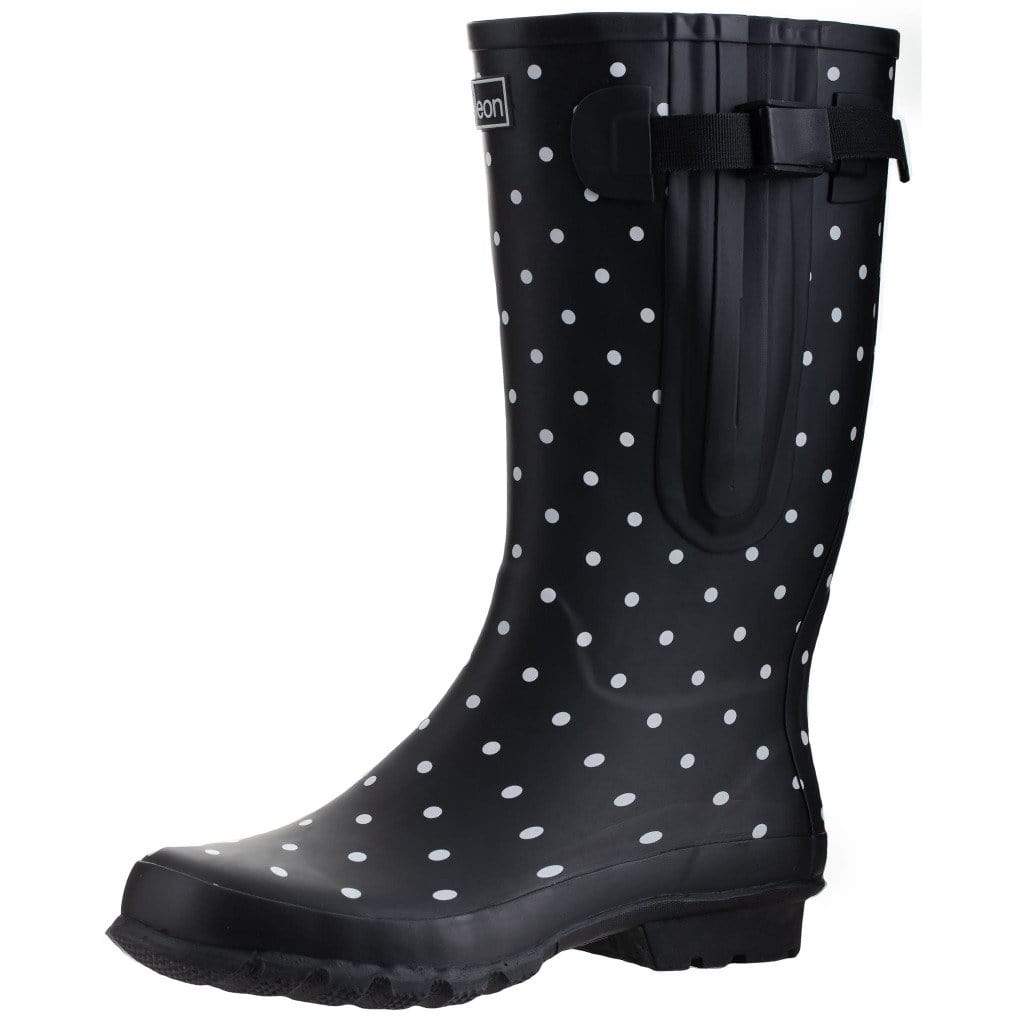 Wide Calf Wellies - Black Spot - Regular Fit in Foot and Ankle - Jileon Wellies